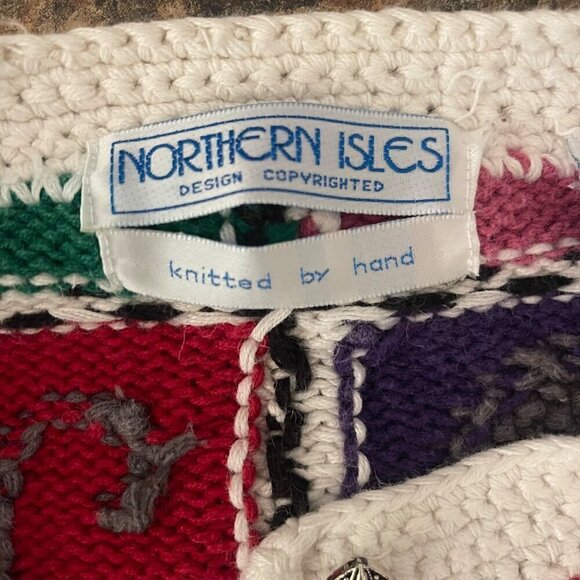 Vtg Northern Isles Hand Knit Cardigan Sweater Sz S Cottagecore Patchwork 90s - Picture 3 of 16